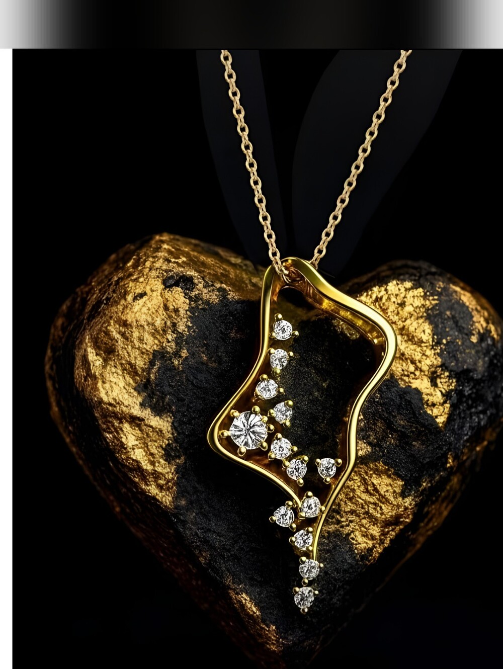 'Dripping Diamonds' pendant necklace, 21" gold plating